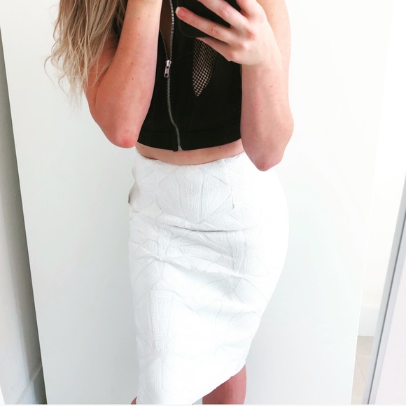 NWT Tobi white stretchy sequin midi pencil skirt - Picture 7 of 7